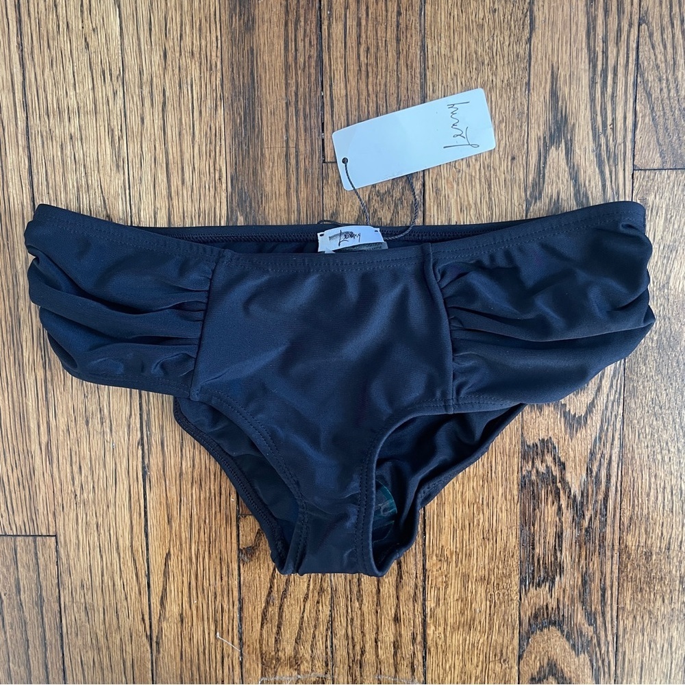 NEW Lenny Niemeyer High Waist Bikini Bottom Black pleat tap short small ruched